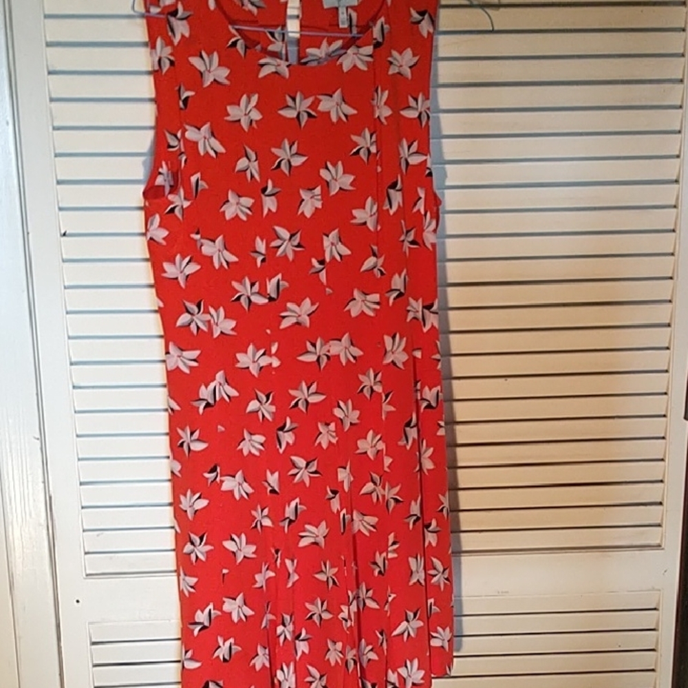 NWT Joie Red white Floral Sleeveless Maxi Dress Sz Med